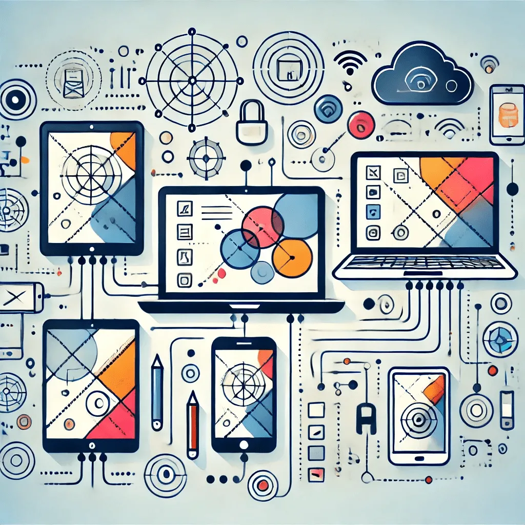 A modern workspace with computers and electronic components, representing Firespawn Studios' technology development.